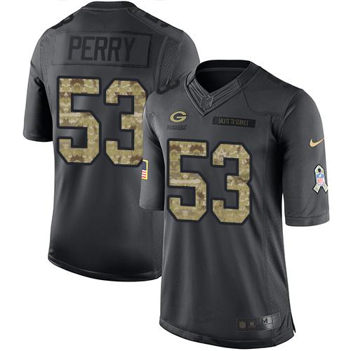Nike Packers #53 Nick Perry Black Men's Stitched NFL Limited 2016 Salute To Service Jersey - Click Image to Close
